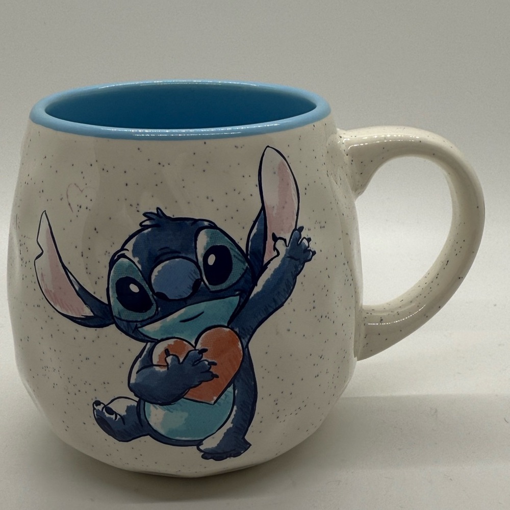 Disney Stitch Ceramic Mug with pink heart and Blue Interior